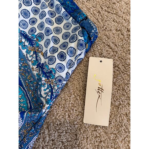NWT Gottex Blue and White Pattern One Piece Swimsuit - Picture 3 of 8